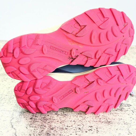Merrell Lace-Up Moab Speed Mid Waterproof Blue Pink Hiking Shoes Girls Size 3M - Picture 6 of 9